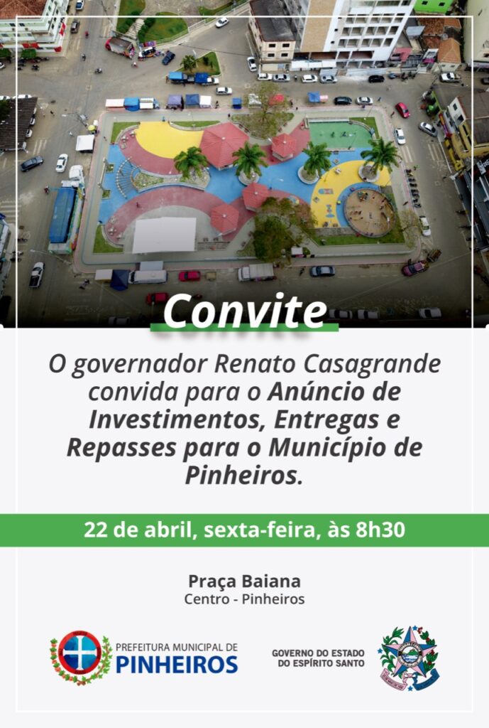 Casagrande anuncia investimentos em Pinheiros e Boa Esperança na sexta-feira (22)