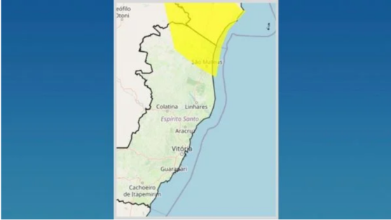 Alerta de chuvas intensas para Montanha, Pinheiros, Ponto Belo, São Mateus e mais 4 cidades