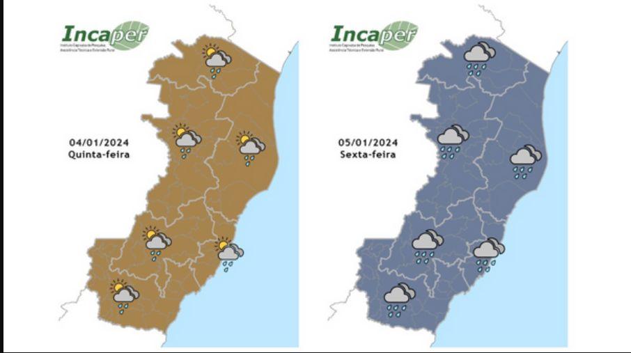 Tempo chuvoso persiste no Espírito Santo devido à Zona de Convergência do Atlântico Sul