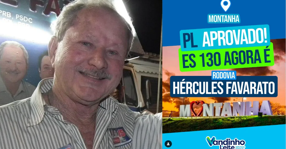 Rodovia ES-130 entre Montanha e Pinheiros recebe nome de Hércules Favarato em homenagem ao ex-prefeito